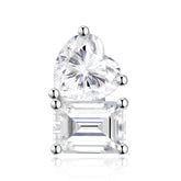 DOWES S925 Sterling Silver Platinum‑Plated Moissanite Heartfelt Earrings