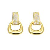 DOWES S925 Sterling Silver Gold‑Plated Full Pavé Moissanite Gold‑Washed Earrings