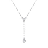DOWES S925 Sterling Silver Platinum‑Plated Moissanite Double‑Stone Y‑Necklace