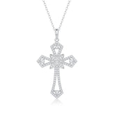 DOWES S925 Sterling Silver Platinum‑Plated Moissanite Star‑Flower Cross Necklace