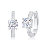 DOWES S925 Platinum‑Plated Moissanite Minimalist Single‑Stone Earrings