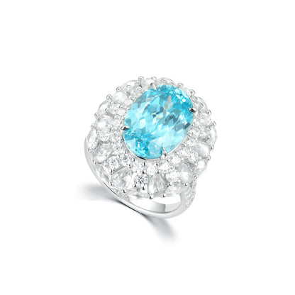 S925 Silver Ocean Blue Light Luxury Ring
