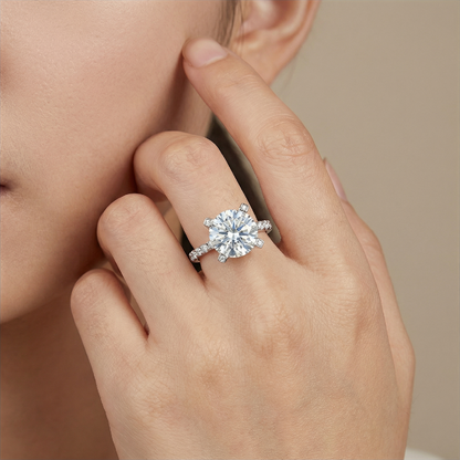 The "Stellar Radiance" 5-Carat Moissanite Engagement Ring - Authenticated S925 Sterling Silver - Ethical Brilliance