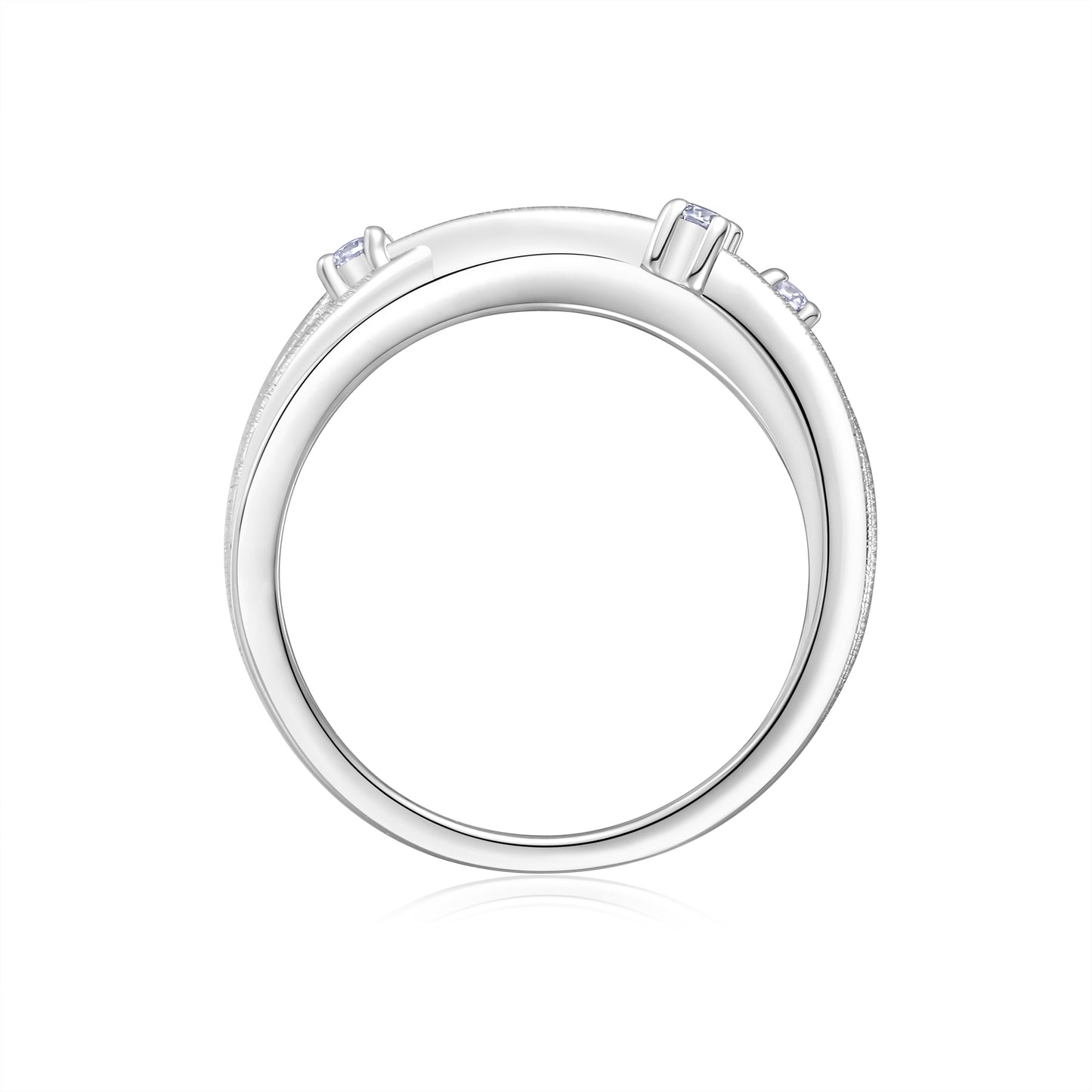 Handcrafted Moissanite Criss Cross Ring in S925 Sterling Silver - Brilliant Intertwined Multi-Layer Band for Women