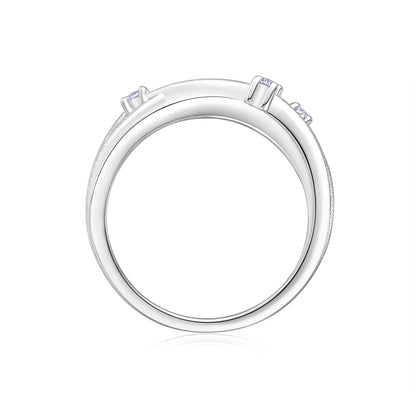 Handcrafted Moissanite Criss Cross Ring in S925 Sterling Silver - Brilliant Intertwined Multi-Layer Band for Women