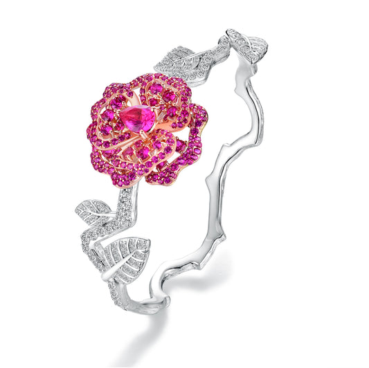 DOWES S925 Silver Heartbeat Rose Bracelet