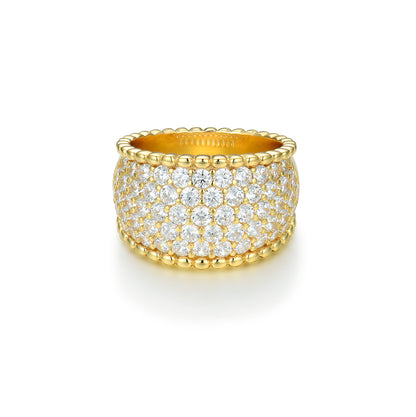 S925 Silver Gold Full Paved Luxury Ring