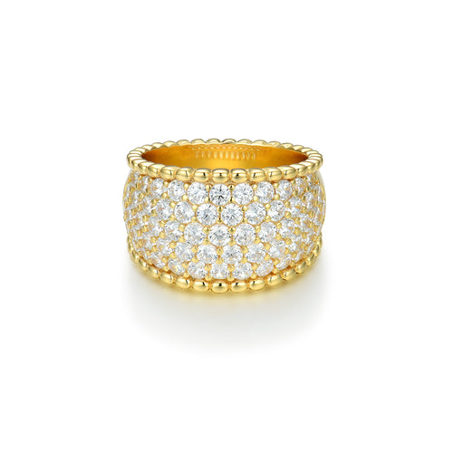 S925 Silver Gold Full Paved Luxury Ring