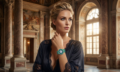 Luxury Forest Garden Gemstone Watch - S925 Sterling Silver with Simulated Diamonds & Swiss Quartz Movement