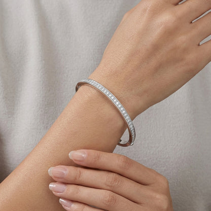 Radiant Harmony | 2mm Moissanite Eternity Bangle - Certified S925 Sterling Silver Luxe
