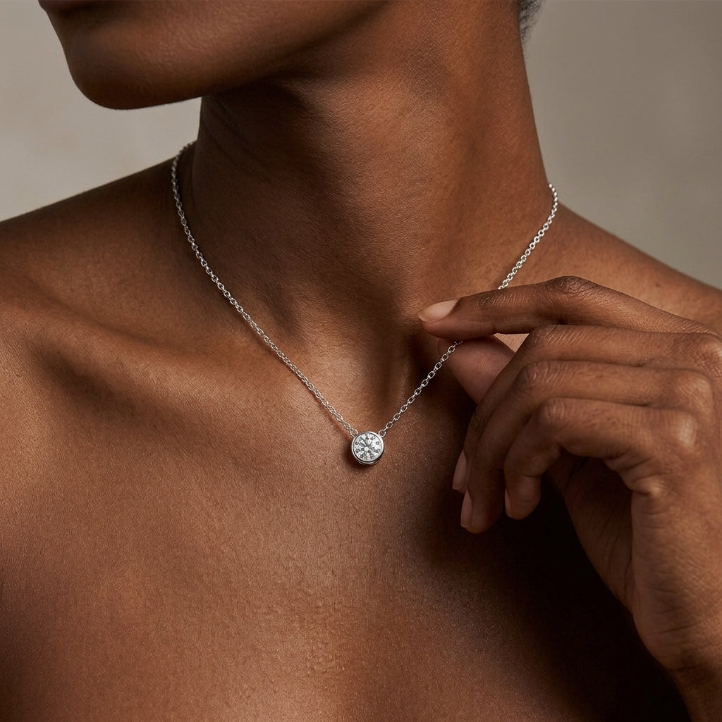 Timeless Brilliance: D Color Moissanite Bezel Solitaire Necklace in S925 Sterling Silver