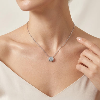 Timeless Brilliance: D Color Moissanite Bezel Solitaire Necklace in S925 Sterling Silver