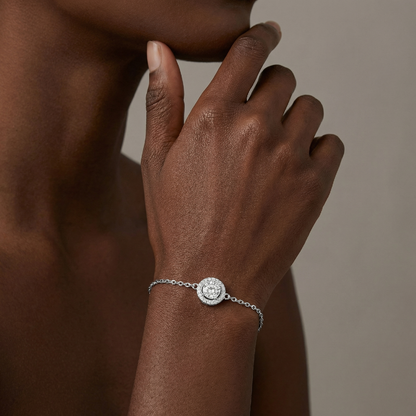 Celestial Halo 1.0ct Moissanite Adjustable Bracelet | Genuine S925 Sterling Silver, D Color VVS1 Clarity - Timeless Elegance for Her