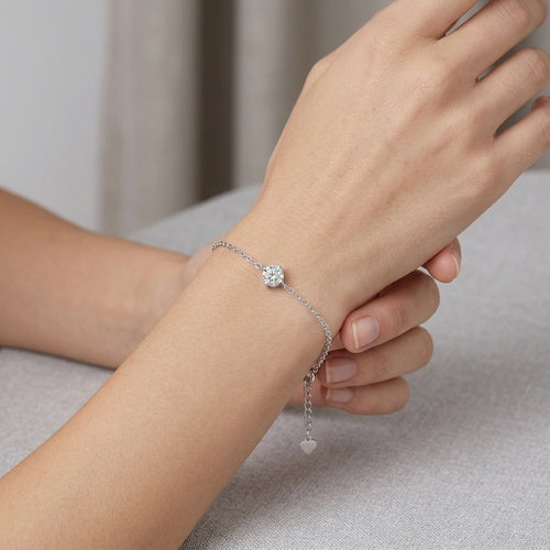 Nova Solitaire Moissanite Bracelet in Sterling Silver - The Daily Essential