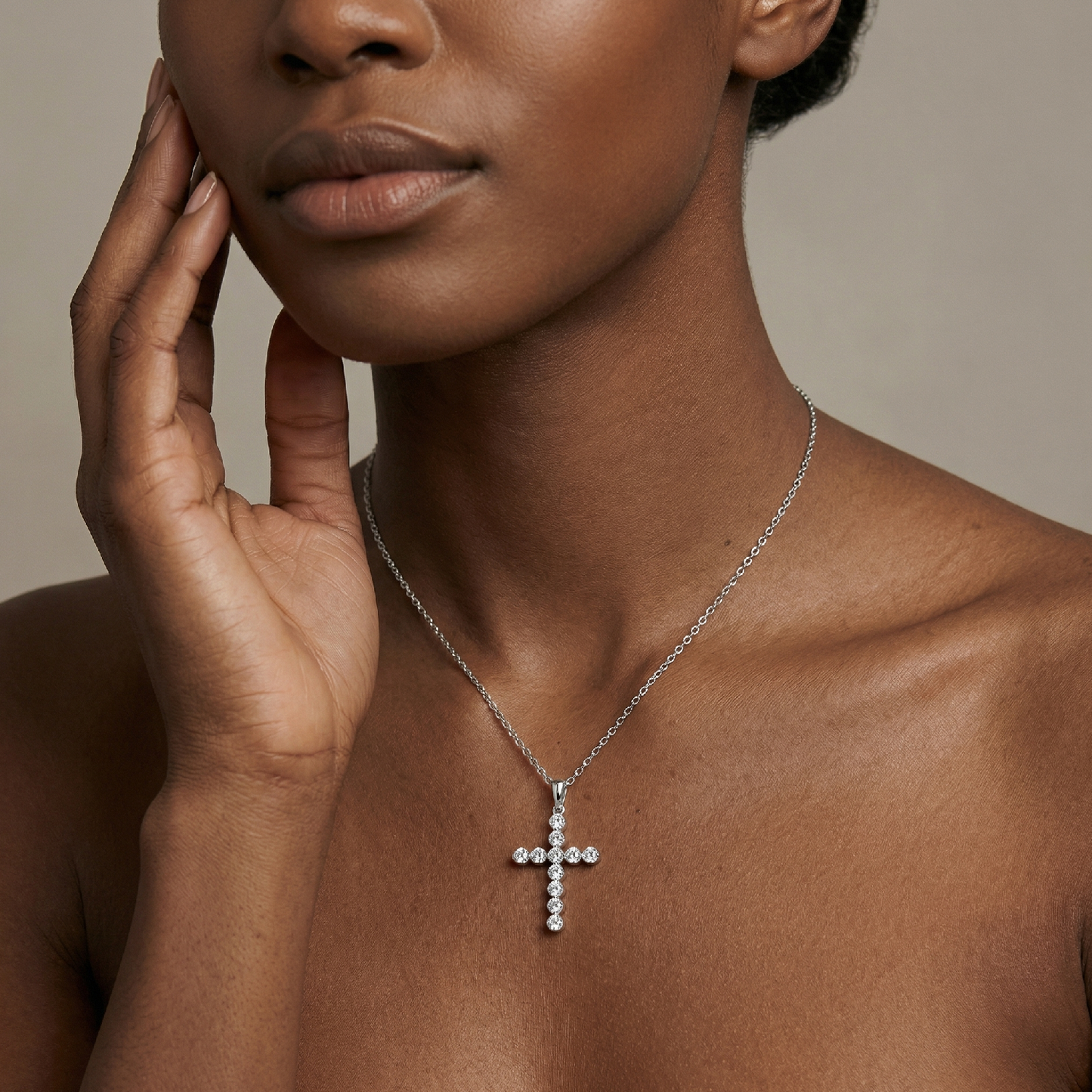 Eternal Faith Moissanite Cross Necklace - Handcrafted S925 Silver Jewelry for Daily Grace
