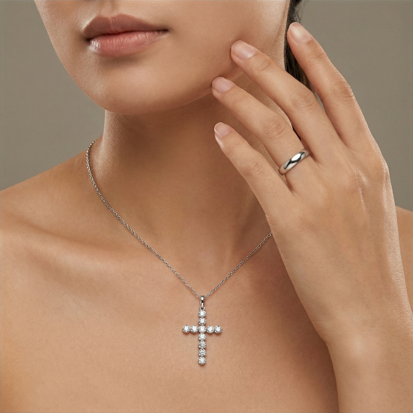Eternal Faith Moissanite Cross Necklace - Handcrafted S925 Silver Jewelry for Daily Grace