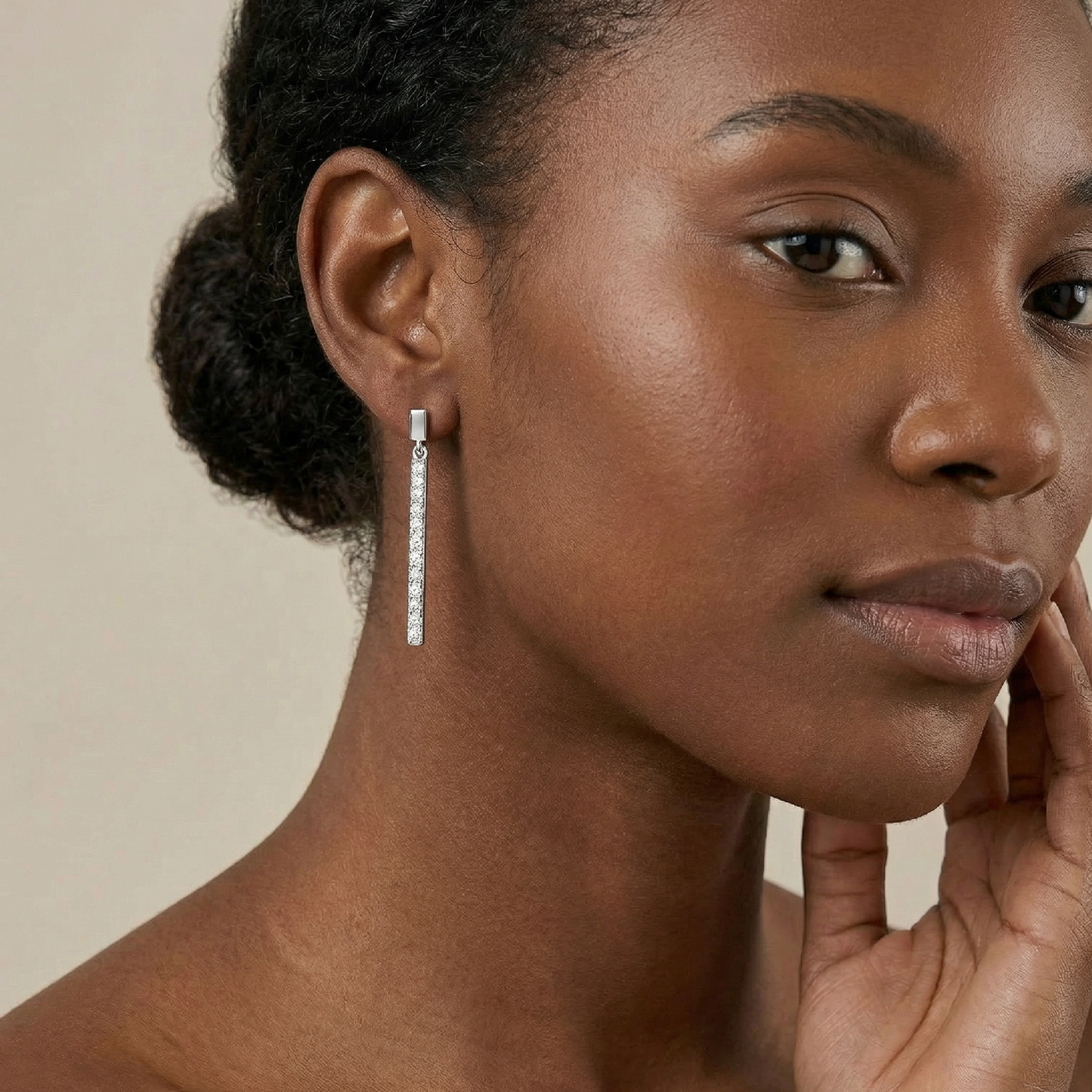 "The Starlight Beam" - S925 Silver Moissanite Vertical Bar Earrings | Lab-Grown Eternal Sparkle