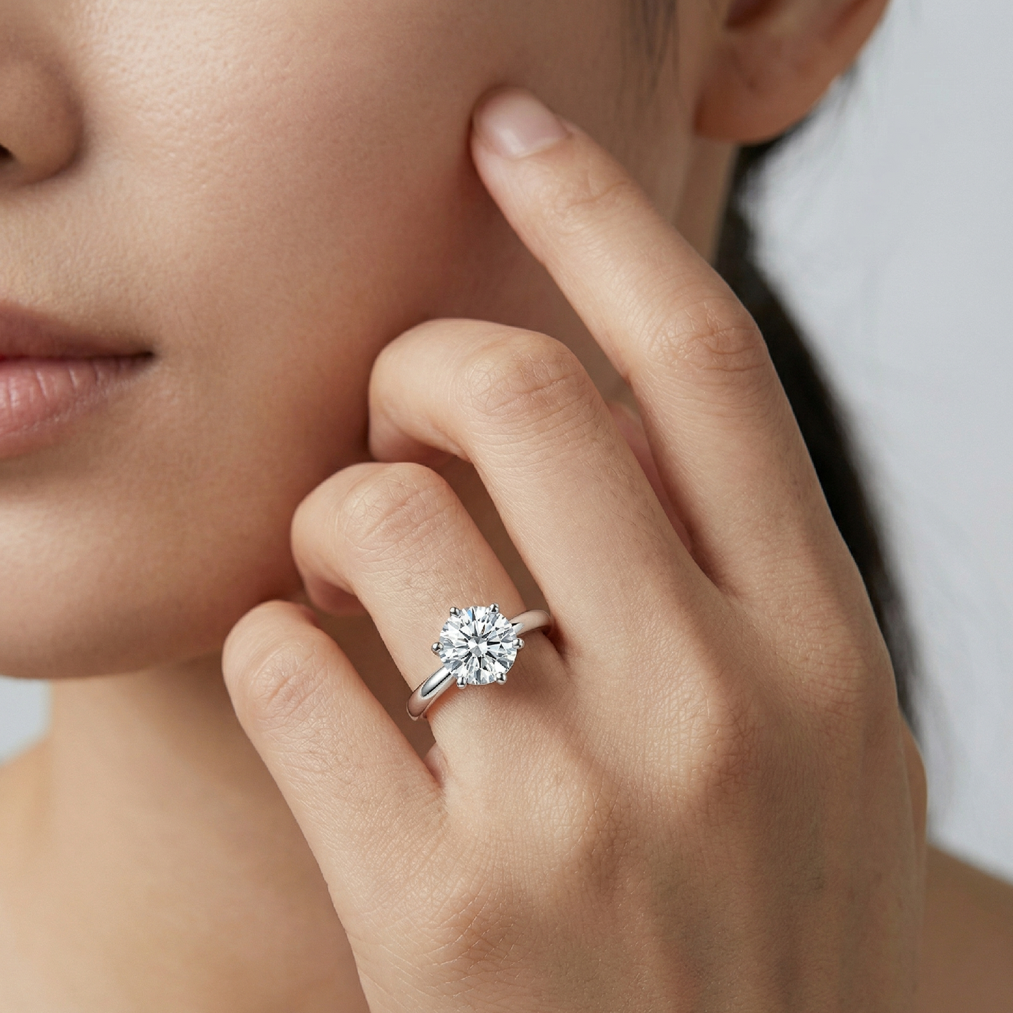 The "Everlasting Sparkle" Ring - Ethical Moissanite Solitaire, Hand-Finished S925 Silver