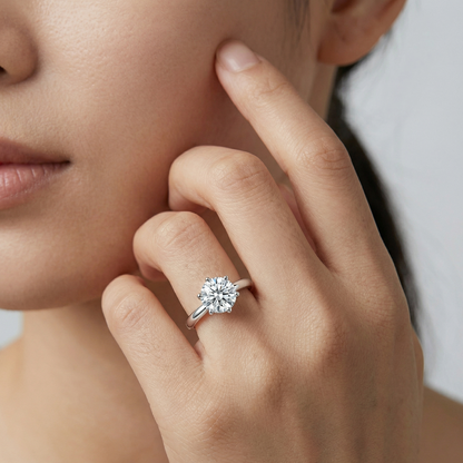 The "Everlasting Sparkle" Ring - Ethical Moissanite Solitaire, Hand-Finished S925 Silver