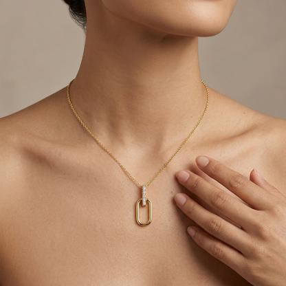 "The Luna Link" Moissanite Paperclip Pendant - S925 Sterling Silver | 18K Gold Vermeil Minimalist Necklace