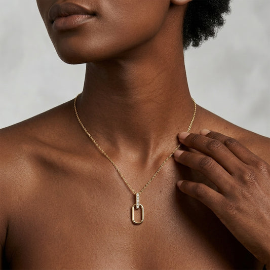 "The Luna Link" Moissanite Paperclip Pendant - S925 Sterling Silver | 18K Gold Vermeil Minimalist Necklace