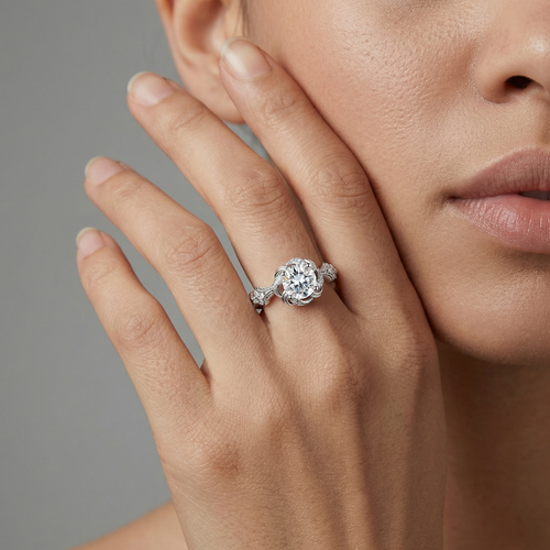 The "Eternal Flora" Moissanite Ring - Hand-Carved S925 Silver Vintage Band