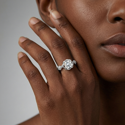 The "Eternal Flora" Moissanite Ring - Hand-Carved S925 Silver Vintage Band