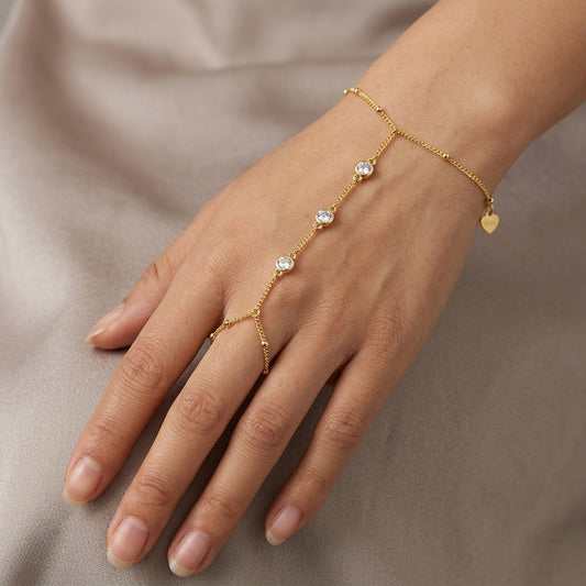 S925 Sterling Silver Moissanite Hand Chain - Hawaiian Sun-Kissed Slave Bracelet