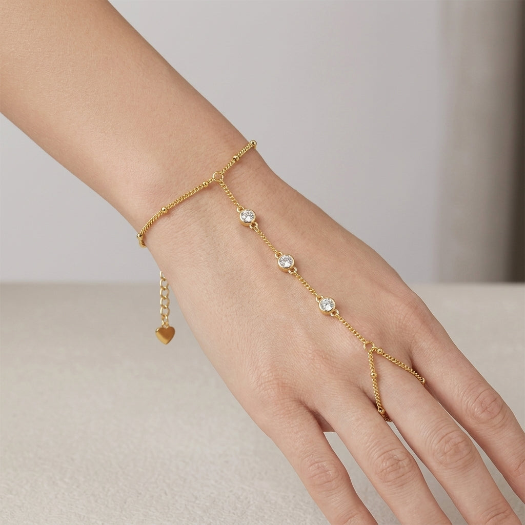S925 Sterling Silver Moissanite Hand Chain - Hawaiian Sun-Kissed Slave Bracelet