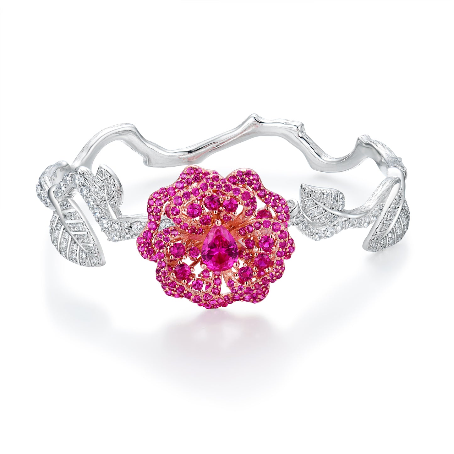 DOWES S925 Silver Heartbeat Rose Bracelet