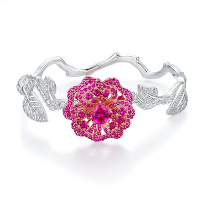 DOWES S925 Silver Heartbeat Rose Bracelet