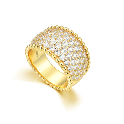 S925 Silver Gold Full Paved Luxury Ring