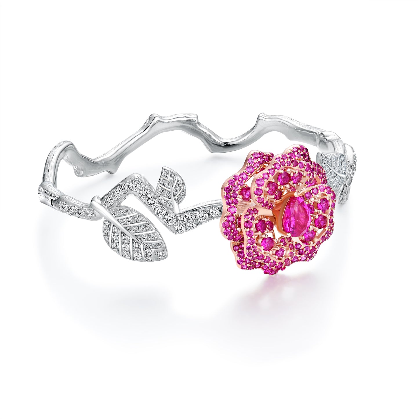 DOWES S925 Silver Heartbeat Rose Bracelet