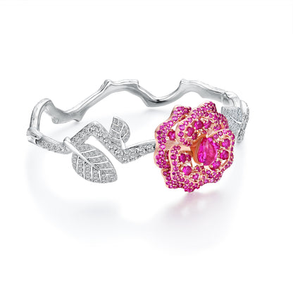 DOWES S925 Silver Heartbeat Rose Bracelet