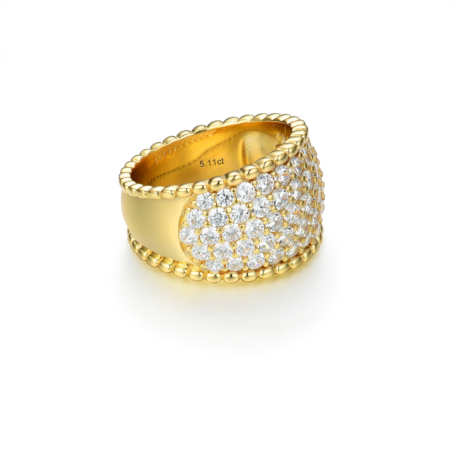 S925 Silver Gold Full Paved Luxury Ring
