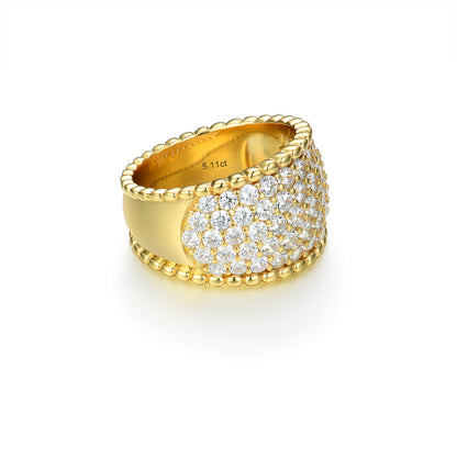 S925 Silver Gold Full Paved Luxury Ring