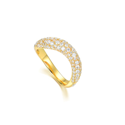 Pear Cut Simulated Diamond Engagement Ring Set for Women, 925 Sterling Silver 18K Gold Plated Wave Band Bridal Sets, Teardrop Pave Statement Ring