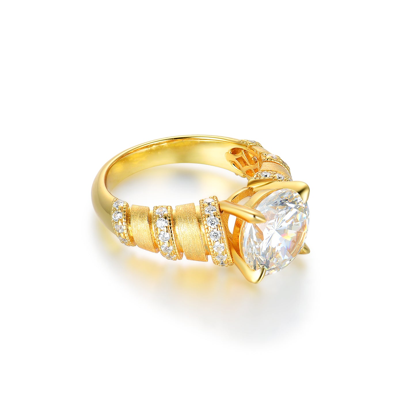Love, Friendship & Loyalty S925 Silver 18K Gold Plated Claddagh Ring for Women, Heart Shaped Simulated Diamond Promise Ring