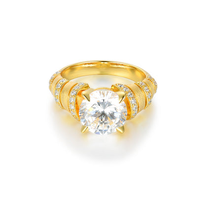 Love, Friendship & Loyalty S925 Silver 18K Gold Plated Claddagh Ring for Women, Heart Shaped Simulated Diamond Promise Ring