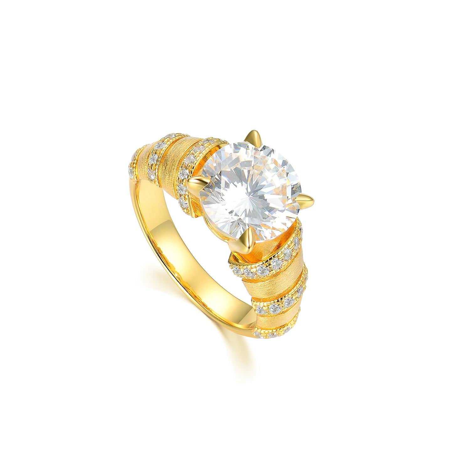 Love, Friendship & Loyalty S925 Silver 18K Gold Plated Claddagh Ring for Women, Heart Shaped Simulated Diamond Promise Ring