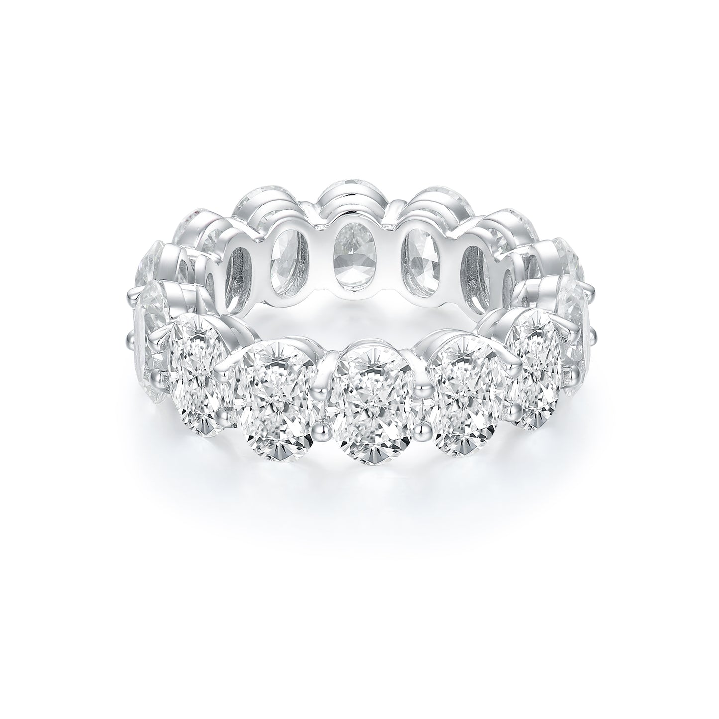 Timeless Oval Cut Simulated Diamond Eternity Band in Sterling Silver - Classic Elegance for Every Occasion