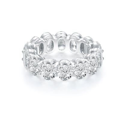 Timeless Oval Cut Simulated Diamond Eternity Band in Sterling Silver - Classic Elegance for Every Occasion