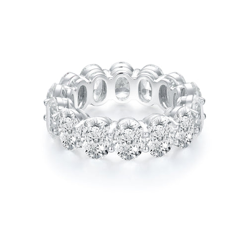 Timeless Oval Cut Simulated Diamond Eternity Band in Sterling Silver - Classic Elegance for Every Occasion