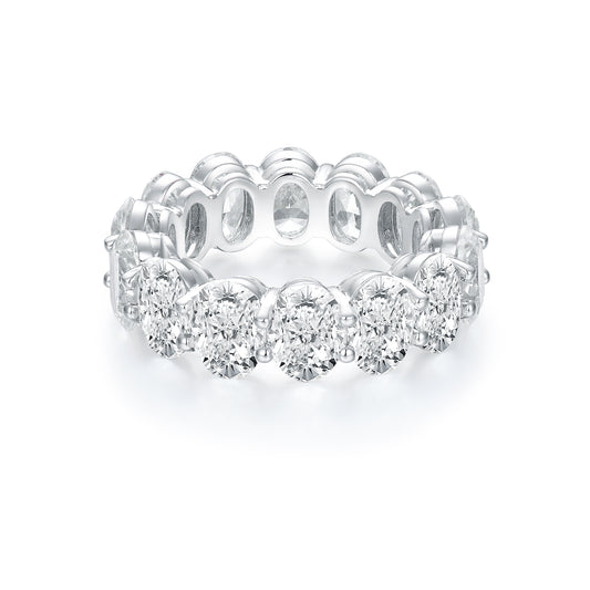 Timeless Oval Cut Simulated Diamond Eternity Band in Sterling Silver - Classic Elegance for Every Occasion