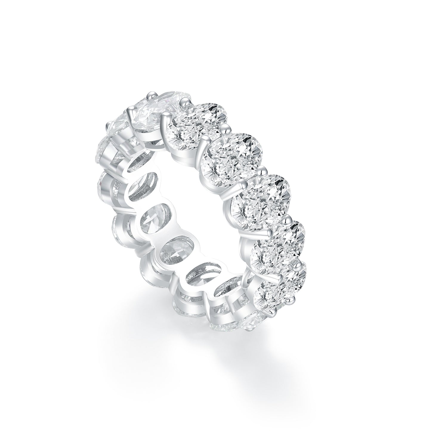 Timeless Oval Cut Simulated Diamond Eternity Band in Sterling Silver - Classic Elegance for Every Occasion