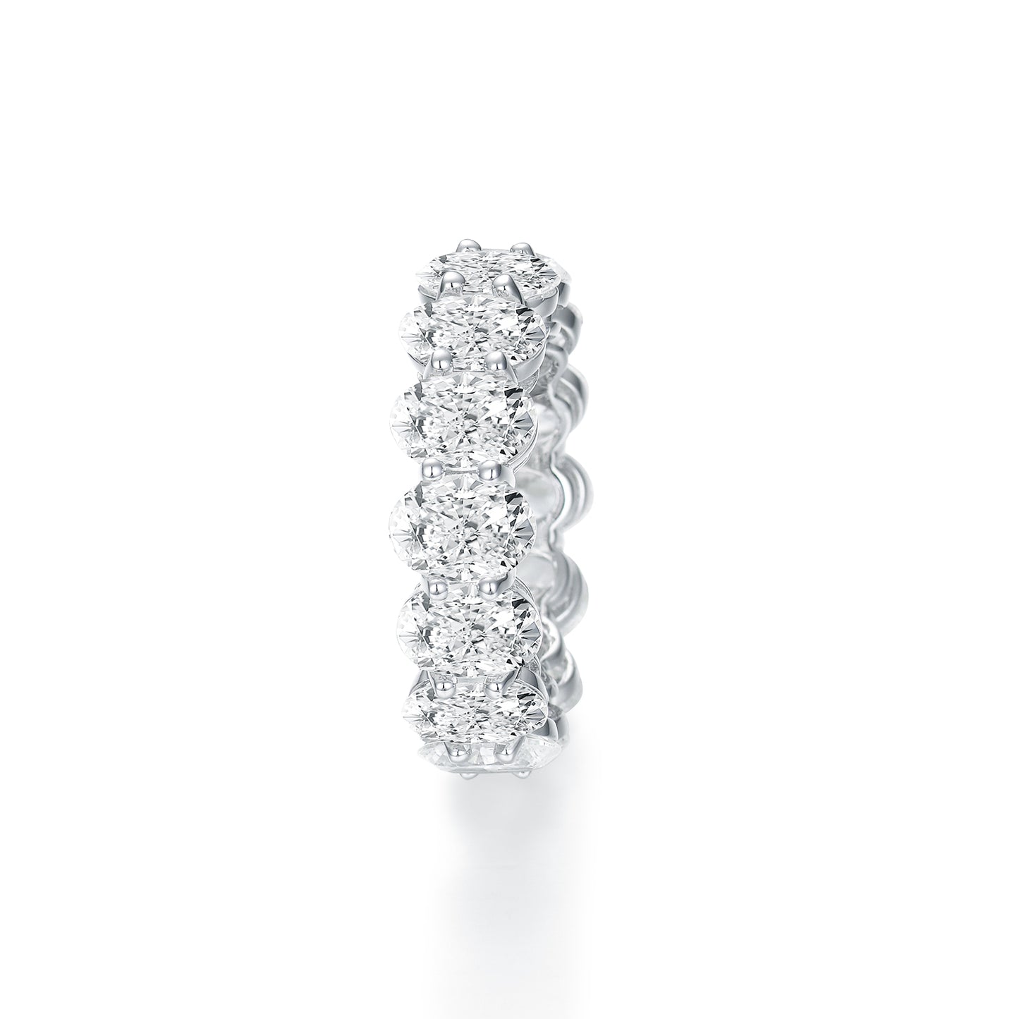 Timeless Oval Cut Simulated Diamond Eternity Band in Sterling Silver - Classic Elegance for Every Occasion