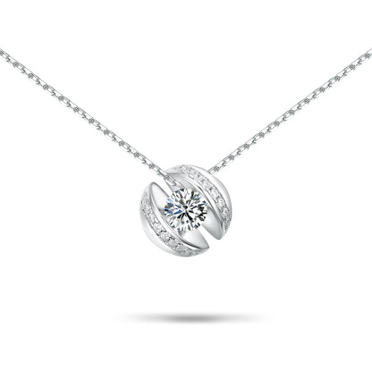Floating Solitaire Pendant Necklace in S925 Sterling Silver | Round Cut Simulated Diamond Necklaces for Women