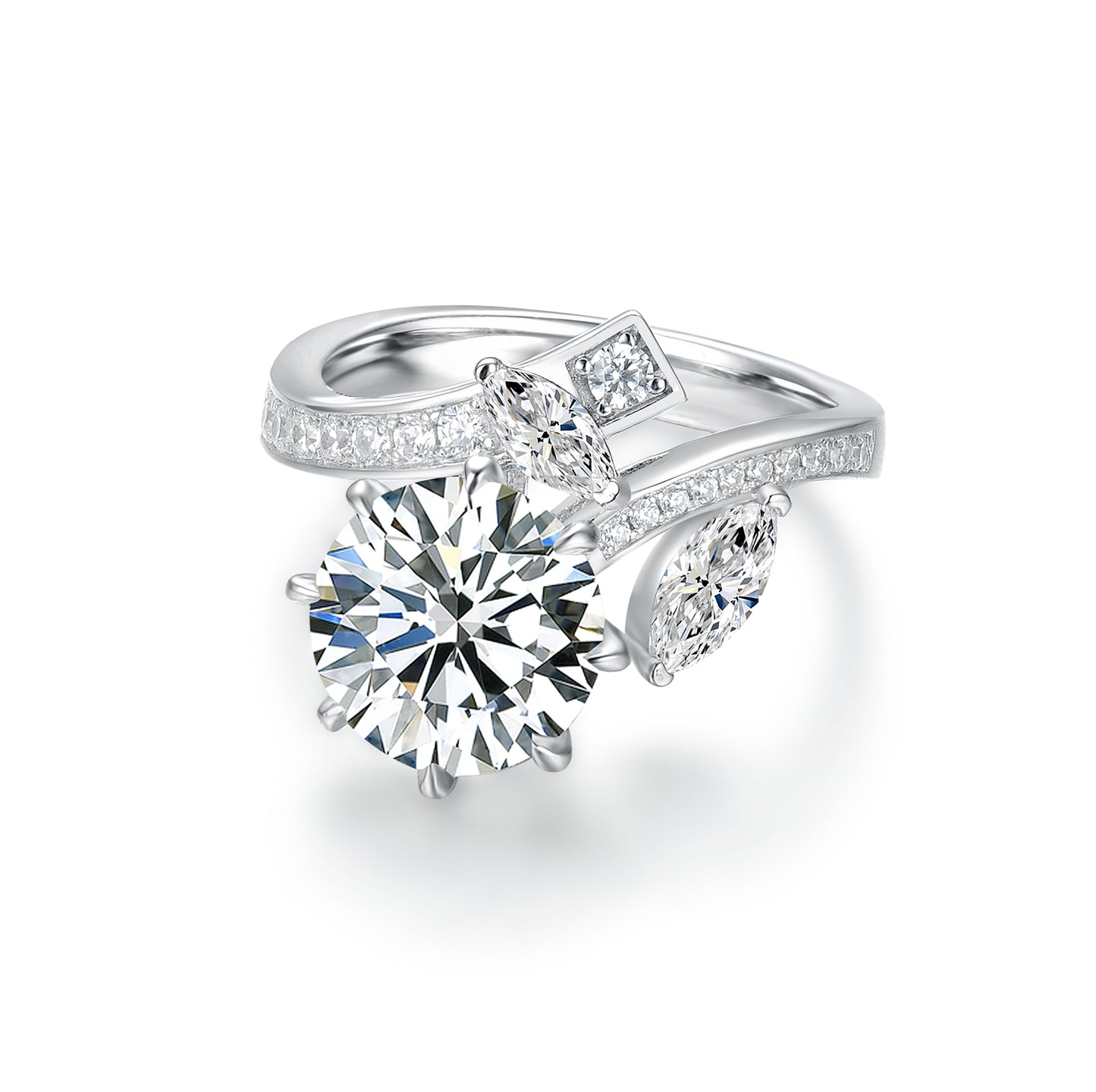 S925 Silver Asymmetrical Cluster Ring