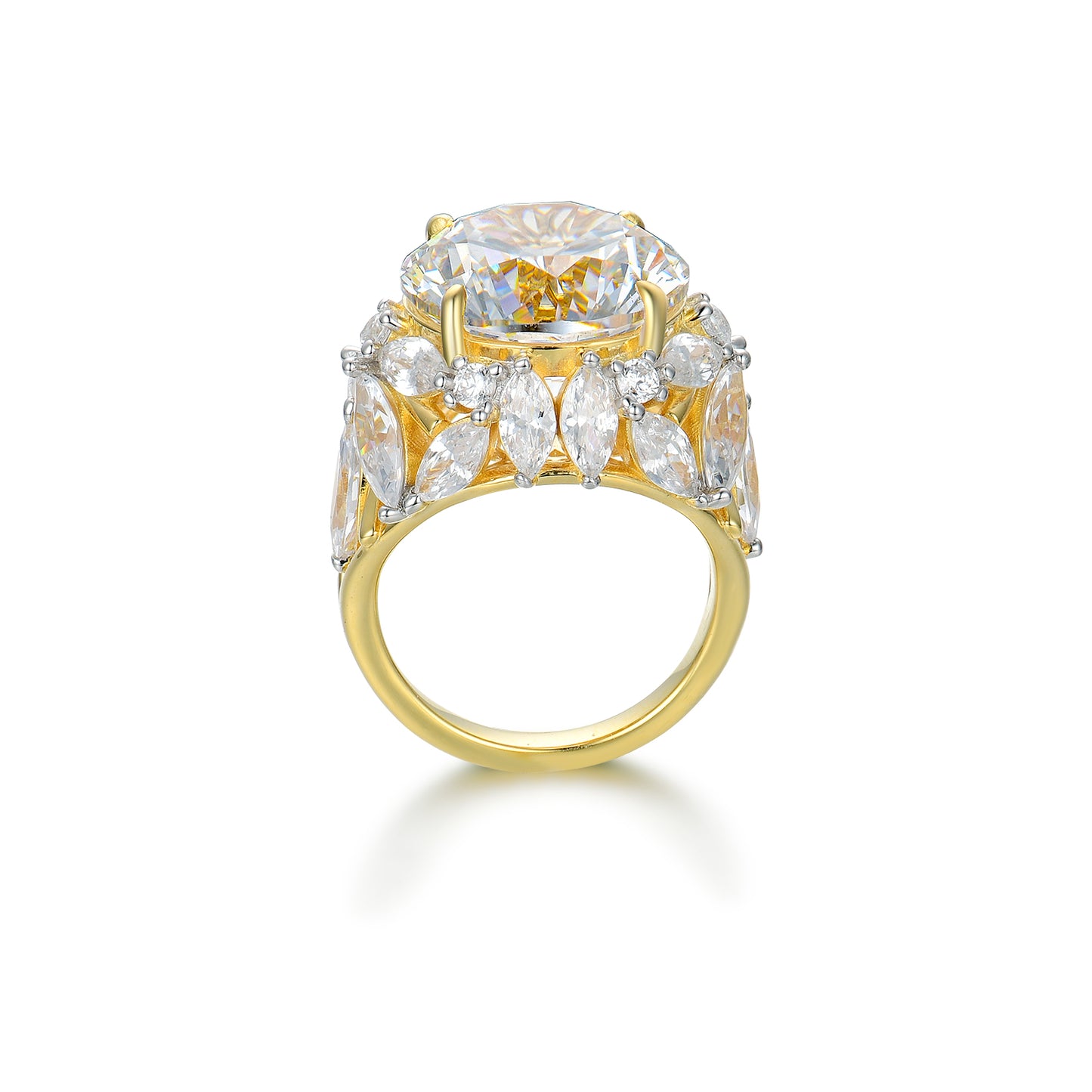 14K Plated Exquisite 12-Carat Oval Cut Simulated Diamond Ring – Floral Butterfly Halo in S925 Silver