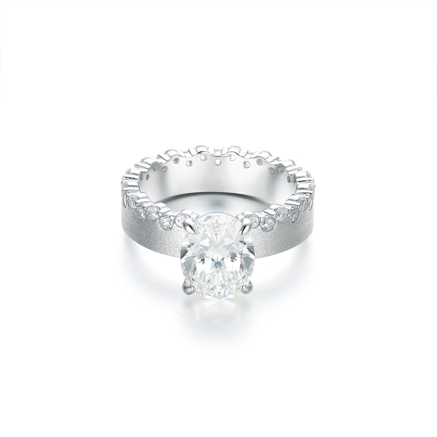 3.0ct Oval Cut Simulated Diamond Engagement Ring for Women, S925 Sterling Silver Textured Band, Dainty Solitaire Promise Ring, Bridal Wedding Jewelry